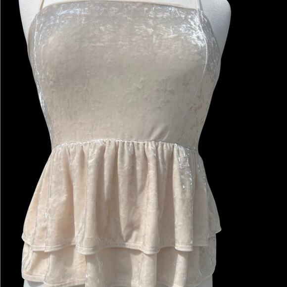 American Eagle Outfitters Women Size Medium Cream Tiered Peplum Camisole - Picture 2 of 16